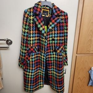 Sam Edelman Double Breasted Reefer Pop Plaid Coat